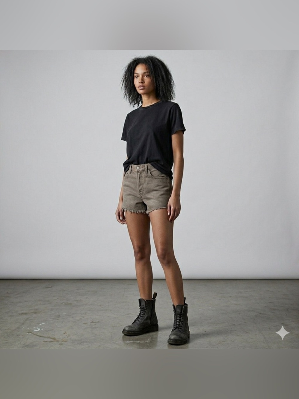 PacSun Vintage High Rise Shorts 24 Military Green Button Fly Raw Hem Grunge